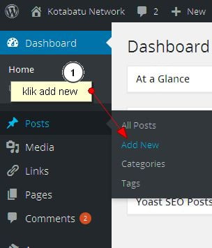 Menu menambah artikel pada WordPress
