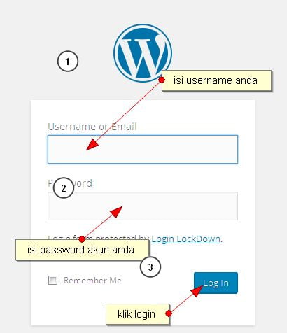 Login ke dashboard admin pada WordPress