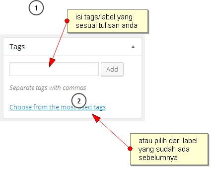 Menambah label (tag) pada artikel WordPress anda