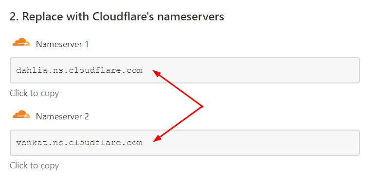Informasi Name Server yang diberikan Cloudflare