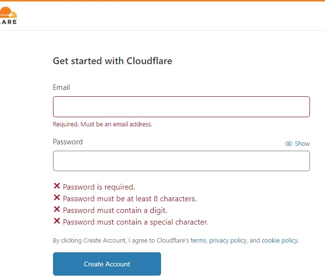 Form registrasi di Cloudflare