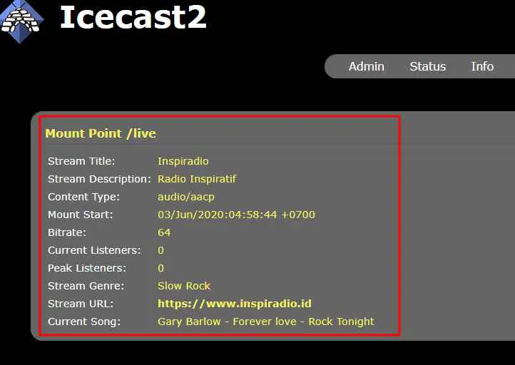 Contoh metadata yang bisa dilihat listener radio online