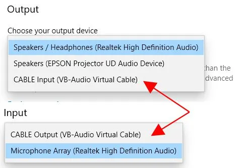 Output Input Audio Virtual Cable di Windows