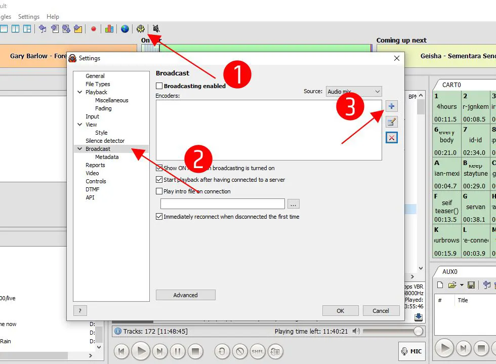 Broadcast Encoder Settings di RadioBOSS