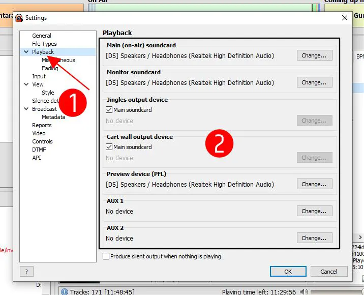 Playback Settings di RadioBOSS