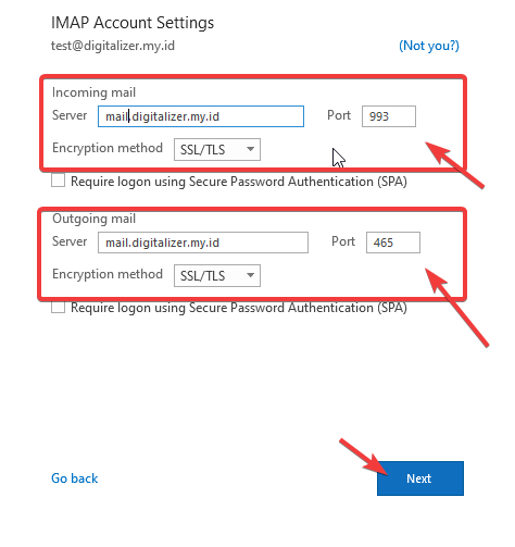 IMAP account settings