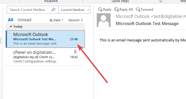 Inbox email di Microsoft Outlook