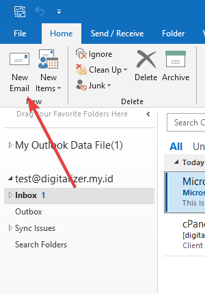 Kirim email dari Microsoft Outlook
