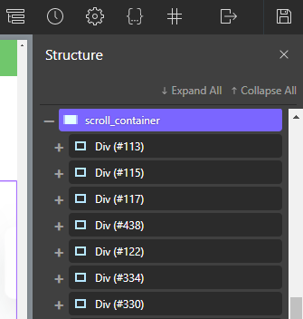 scroll horizontal with mouse html structure